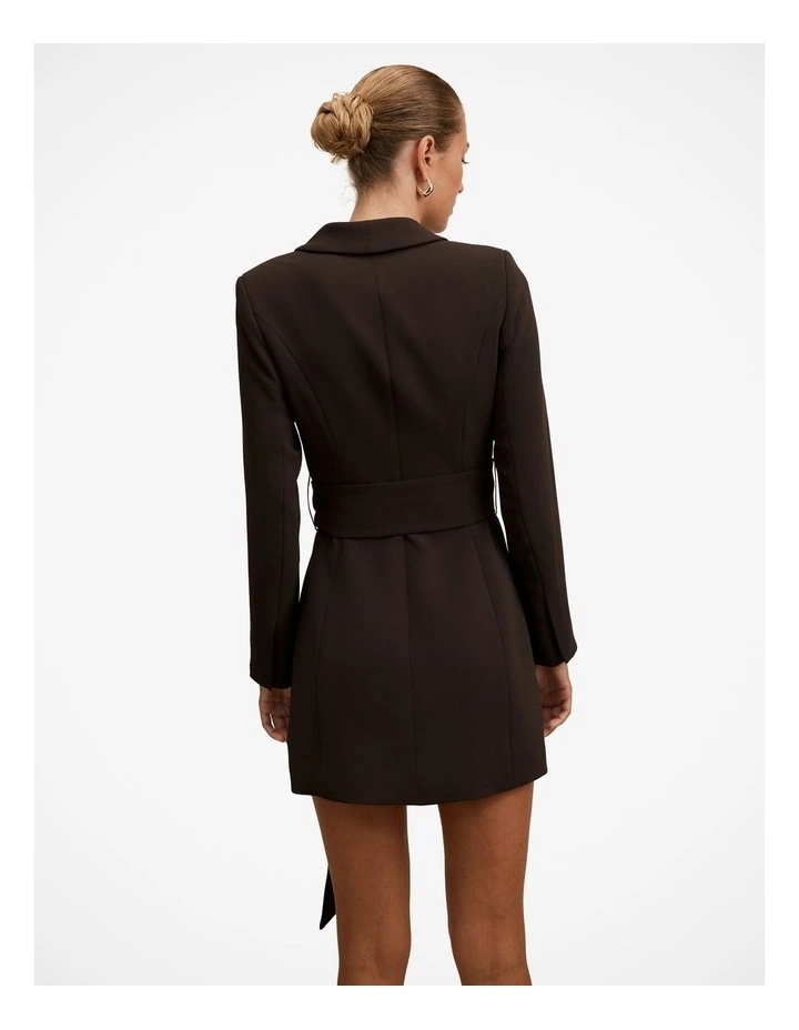 Izzy Belted Blazer Mini Dress in Chocolate image 2