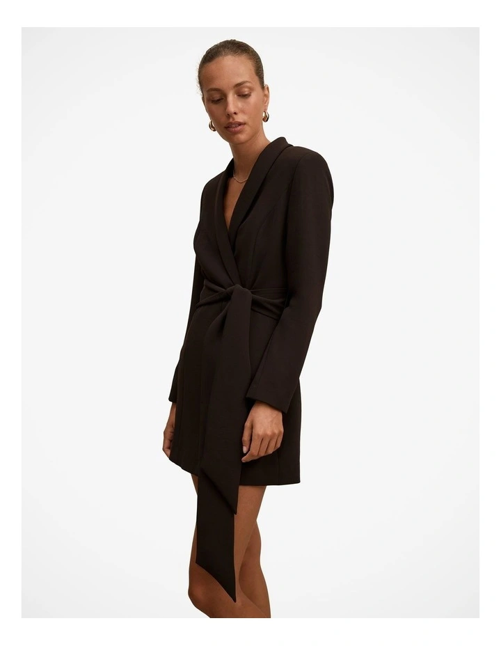 Izzy Belted Blazer Mini Dress in Chocolate image 3
