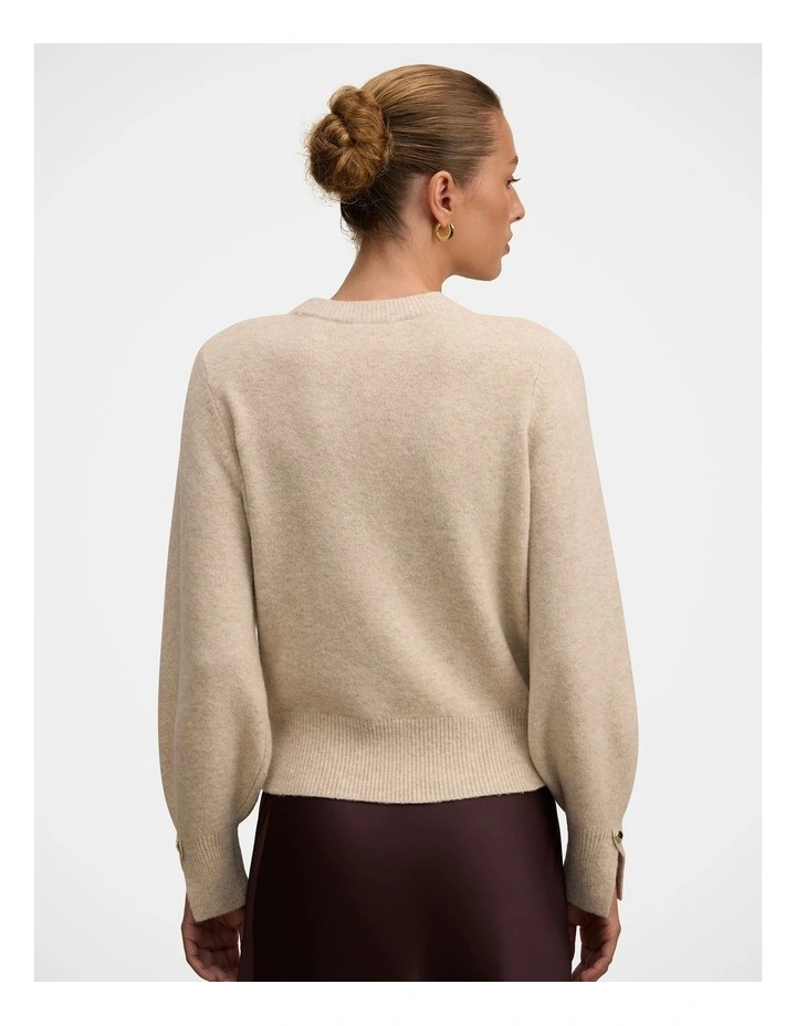 Ellie Cuff Detail Jumper in Cream image 2