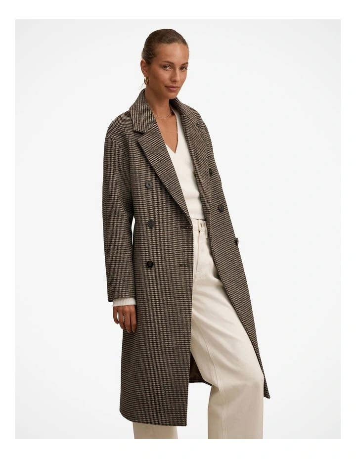 Blair Checked Coat in Brown image 3
