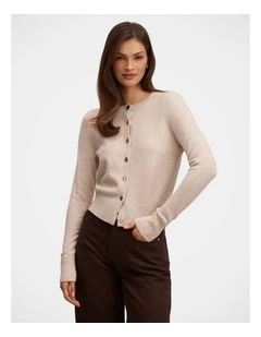 May Crew Neck Cardigan in Cream