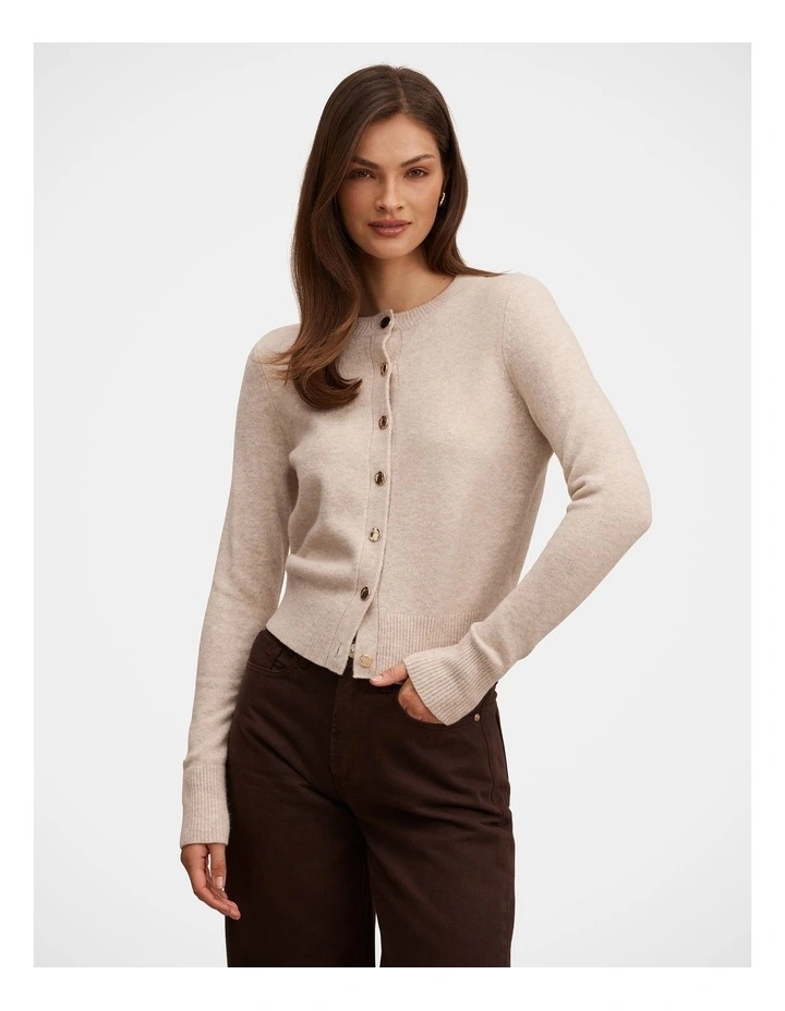 May Crew Neck Cardigan in Cream image 1