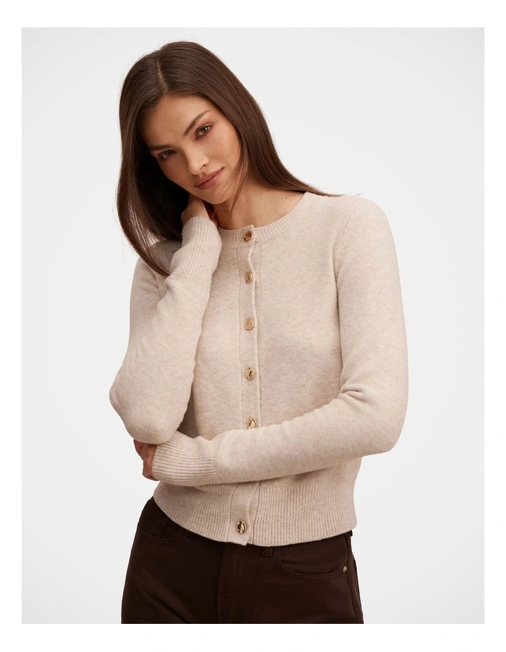 May Crew Neck Cardigan in Cream image 4