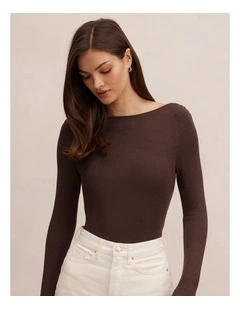 Jasmine Straight Neck Top in Brown