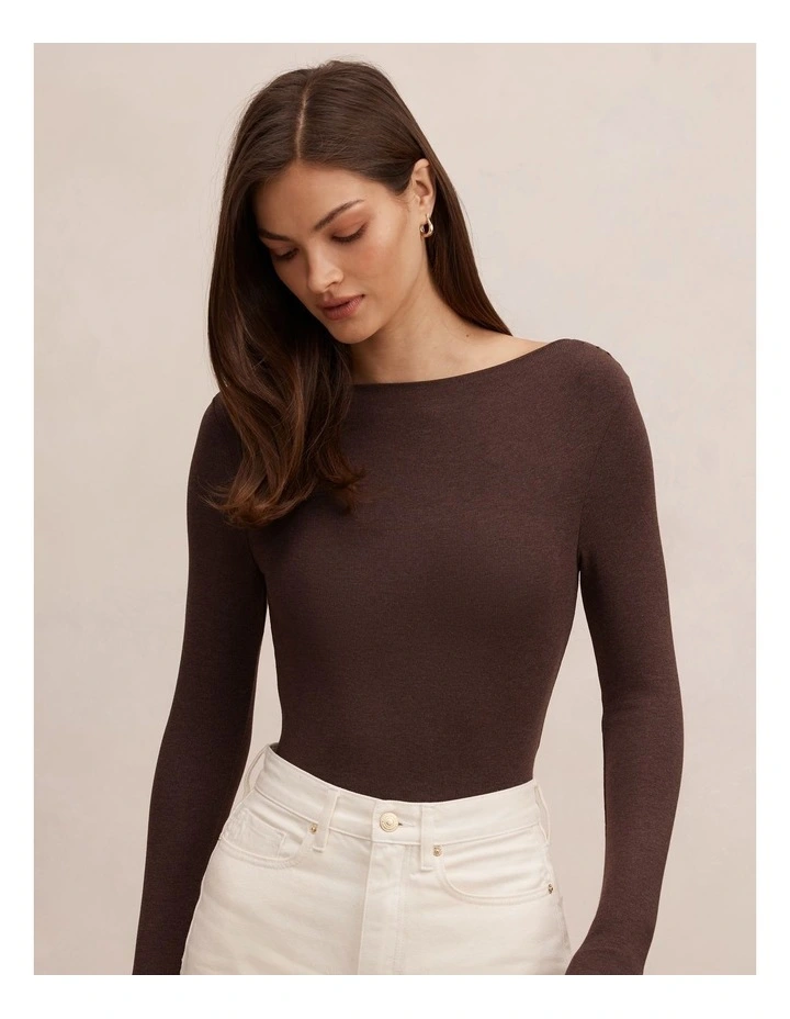 Jasmine Straight Neck Top in Brown image 1