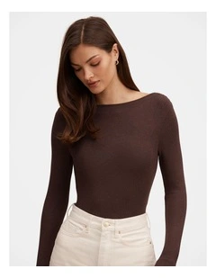 Jasmine Straight Neck Top in Brown