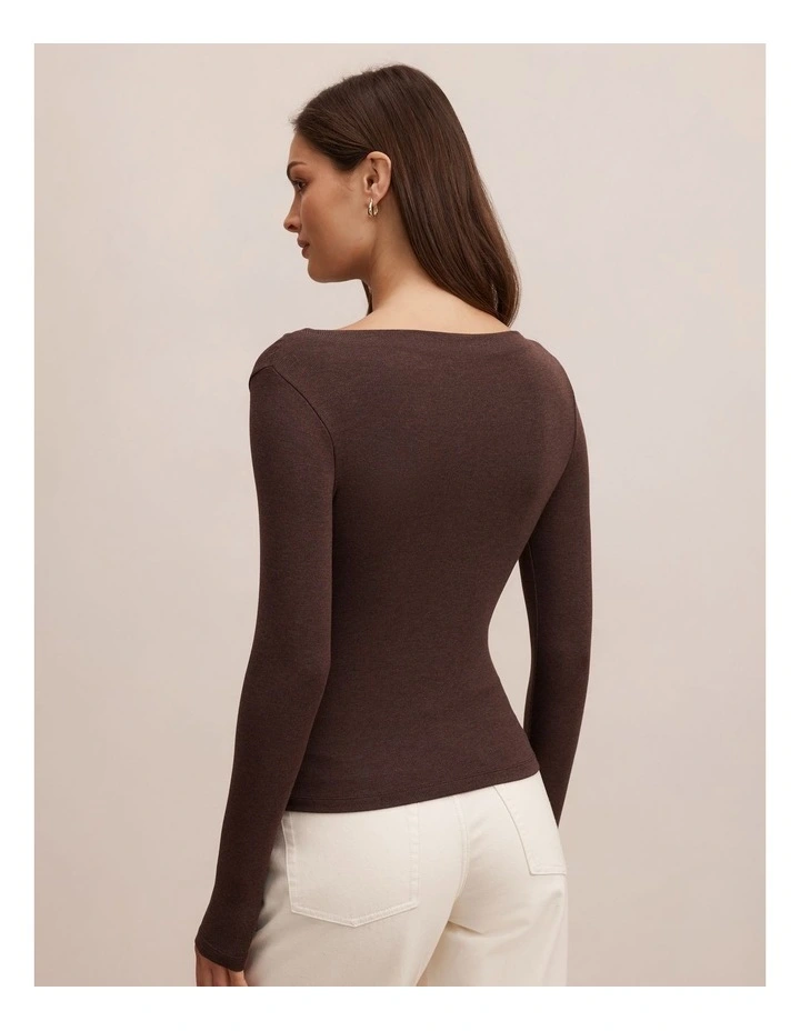 Jasmine Straight Neck Top in Brown image 2