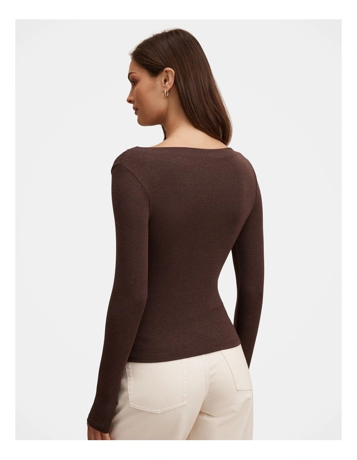 Jasmine Straight Neck Top in Brown image 2