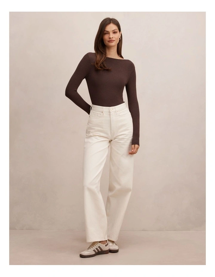 Jasmine Straight Neck Top in Brown image 5
