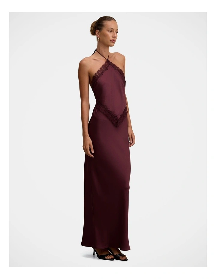 Kelli Lace Strappy Satin Maxi Dress in Purple image 3