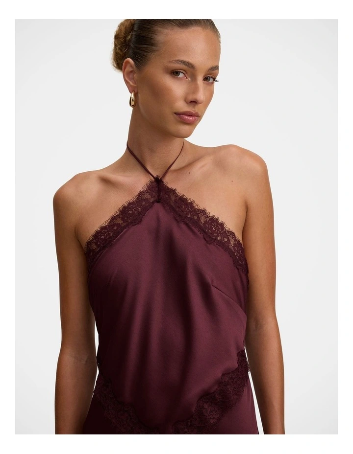 Kelli Lace Strappy Satin Maxi Dress in Purple image 4