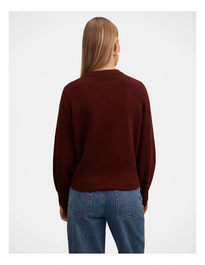 Ellie Cuff Sleeves Detail Sweater in Red image 2