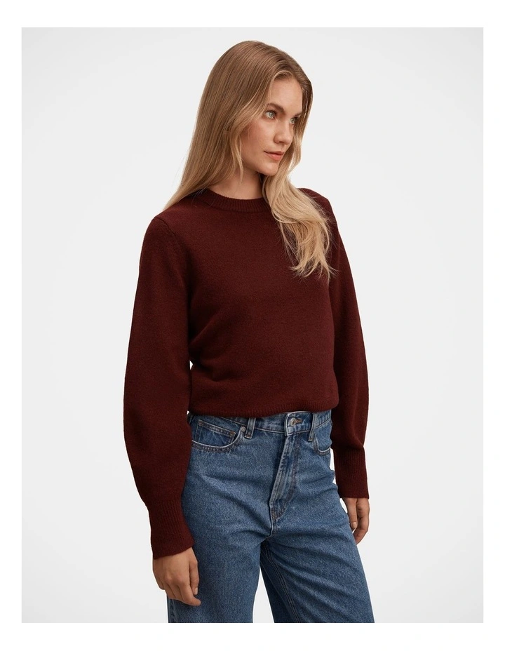Ellie Cuff Sleeves Detail Sweater in Red image 3