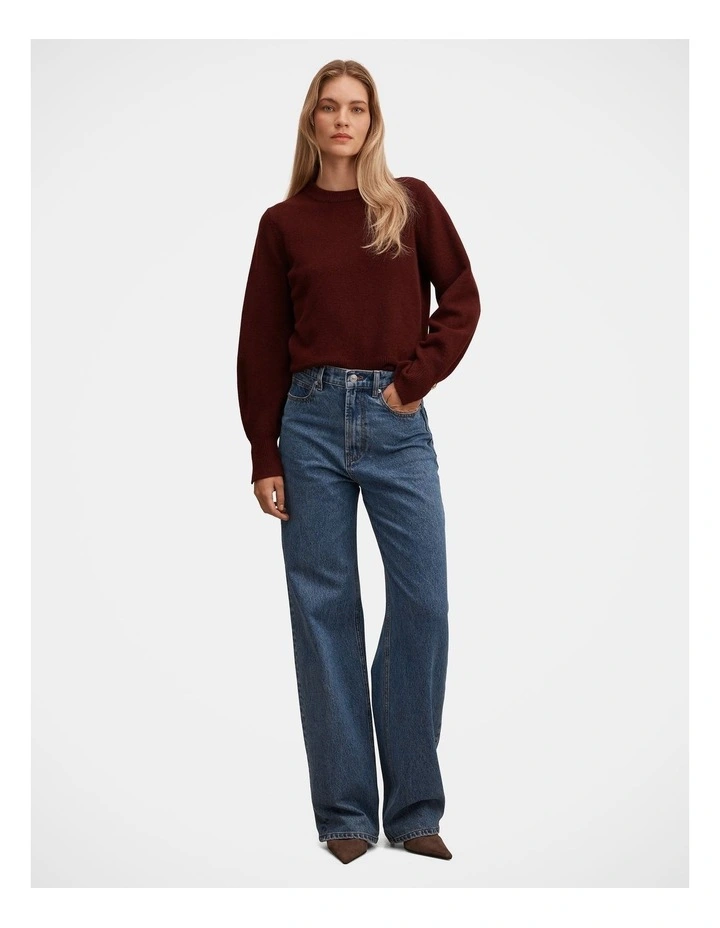 Ellie Cuff Sleeves Detail Sweater in Red image 5