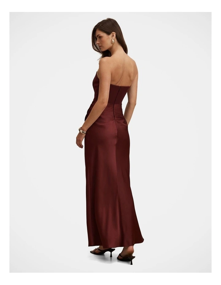 Isra Drape Strapless Maxi Dress in Red image 2