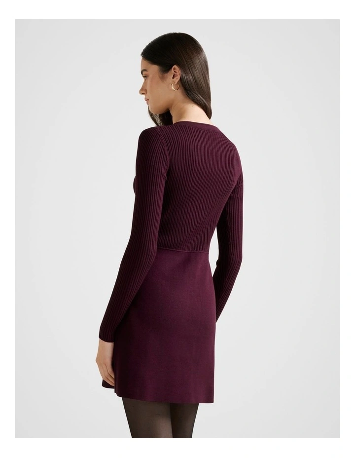 Issie Long Sleeves Knitted Mini Dress in Purple image 2