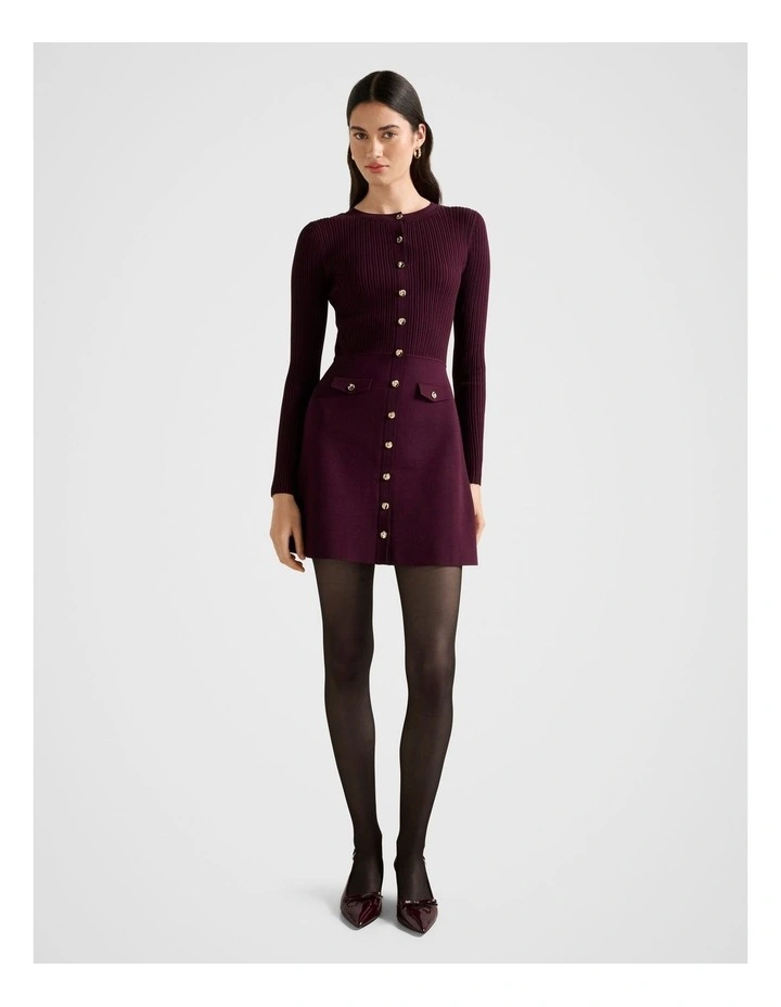 Issie Long Sleeves Knitted Mini Dress in Purple image 5