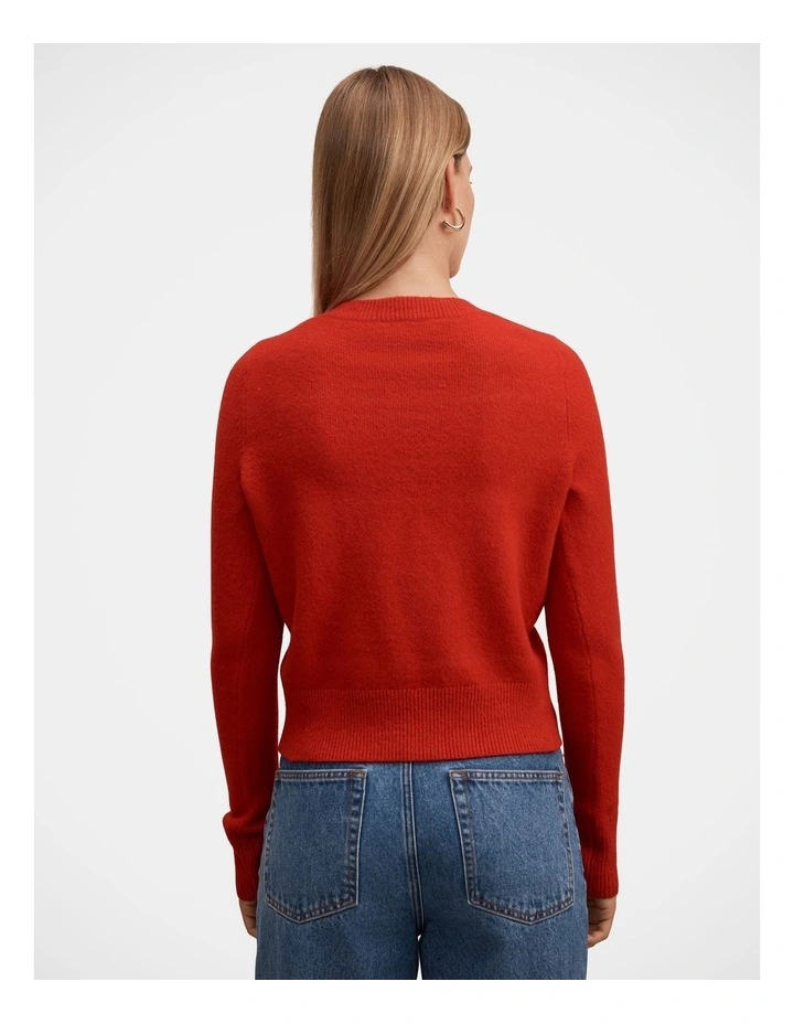 May Crew Neck Cardigan in Red image 2