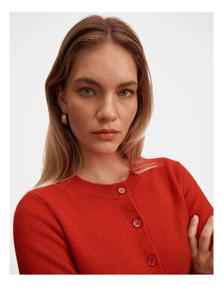 May Crew Neck Cardigan in Red image 4