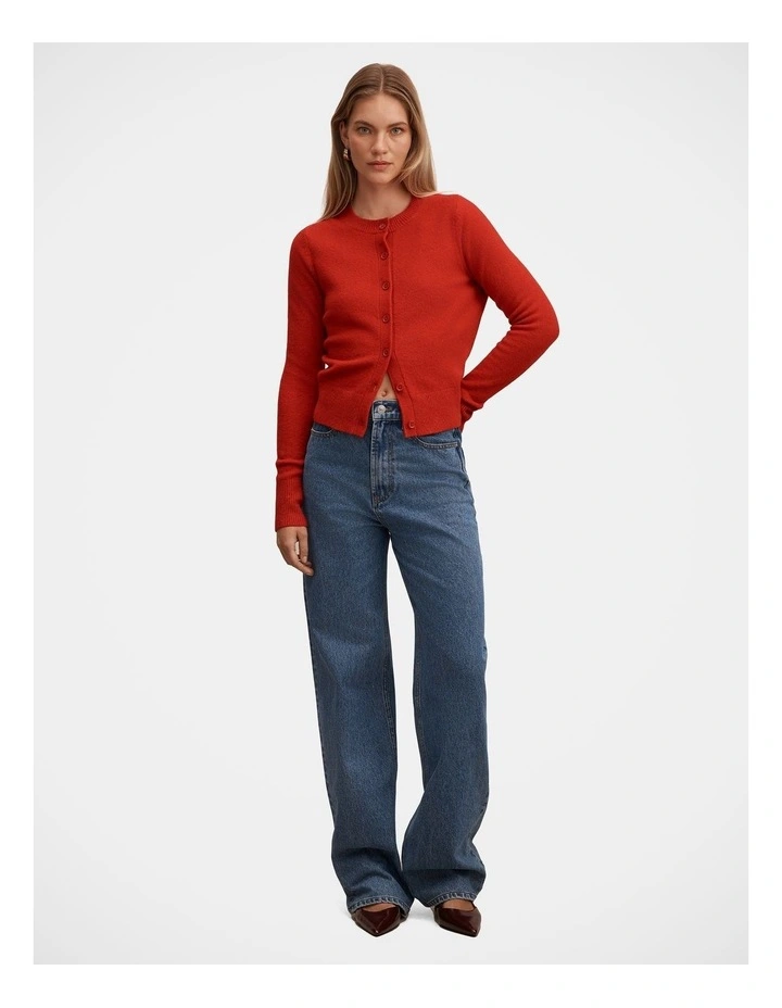 May Crew Neck Cardigan in Red image 5