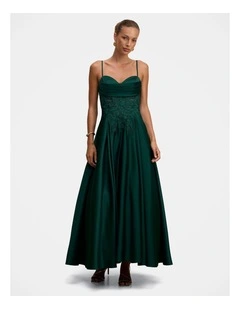 Avaleen Strappy Corset Gown in Green
