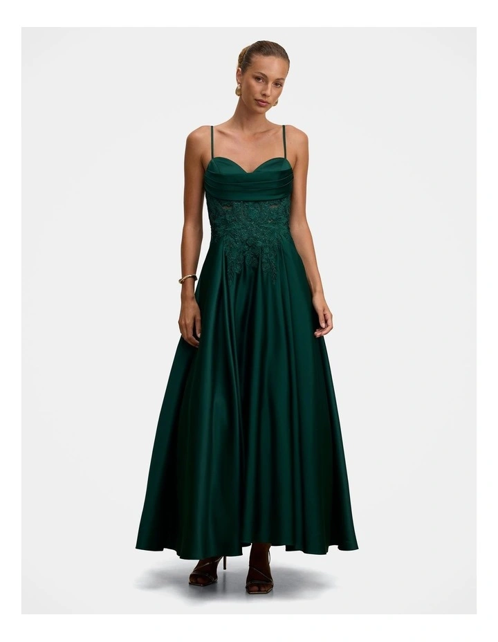 Avaleen Strappy Corset Gown in Green image 1