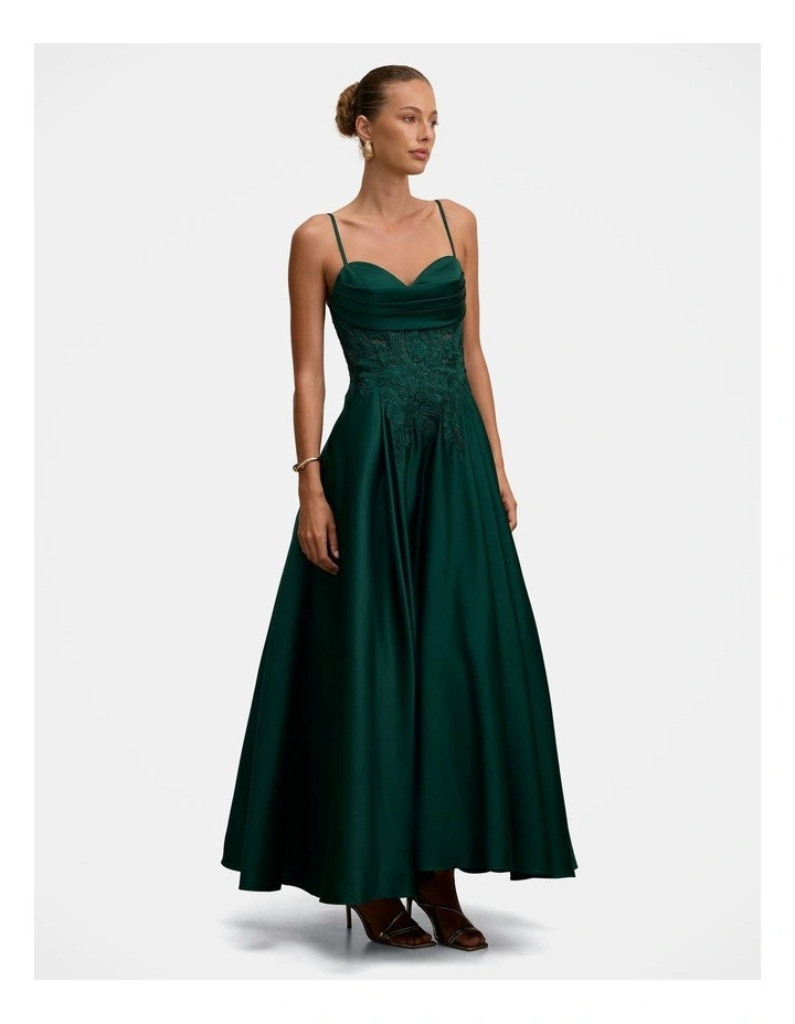 Avaleen Strappy Corset Gown in Green image 3