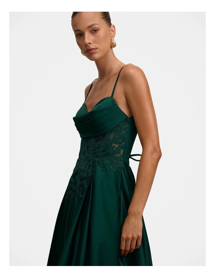 Avaleen Strappy Corset Gown in Green image 4