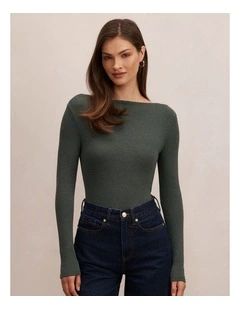 Jasmine Straight Neck Top in Green