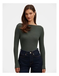 Jasmine Straight Neck Top in Green
