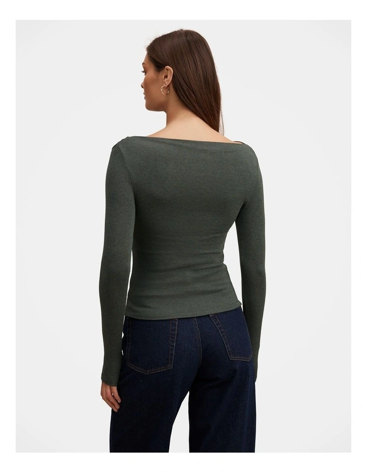 Jasmine Straight Neck Top in Green image 2
