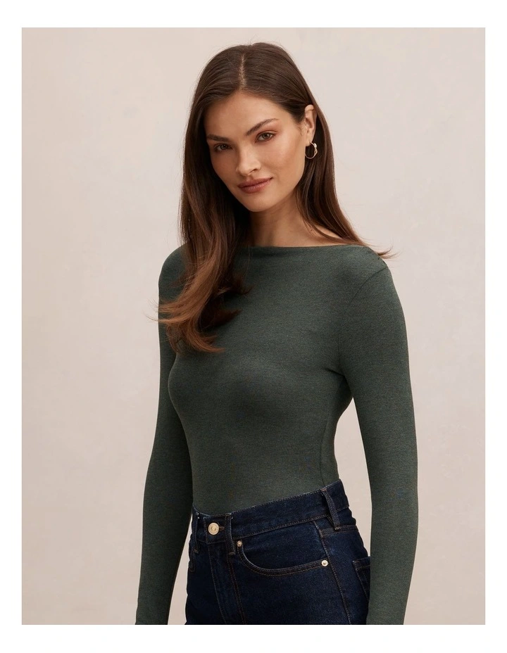Jasmine Straight Neck Top in Green image 3
