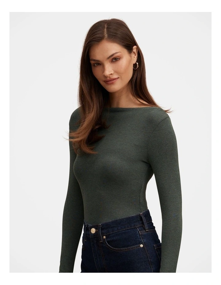 Jasmine Straight Neck Top in Green image 3