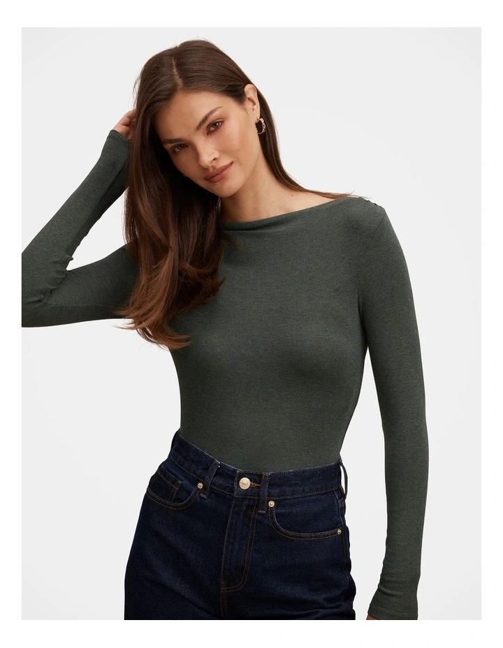Jasmine Straight Neck Top in Green image 4