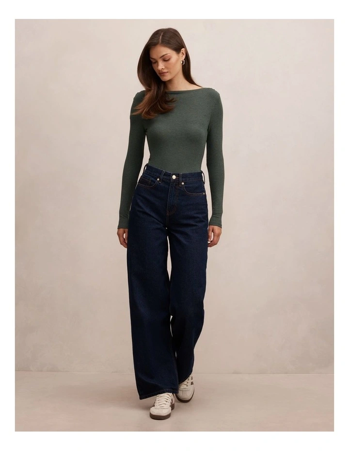 Jasmine Straight Neck Top in Green image 5