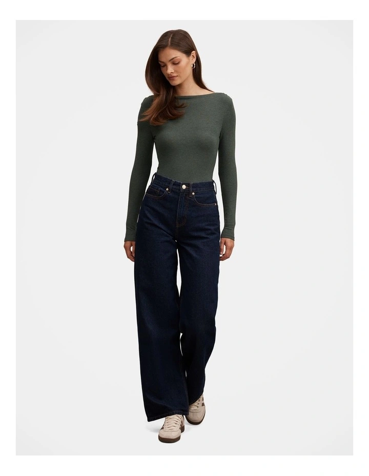 Jasmine Straight Neck Top in Green image 5