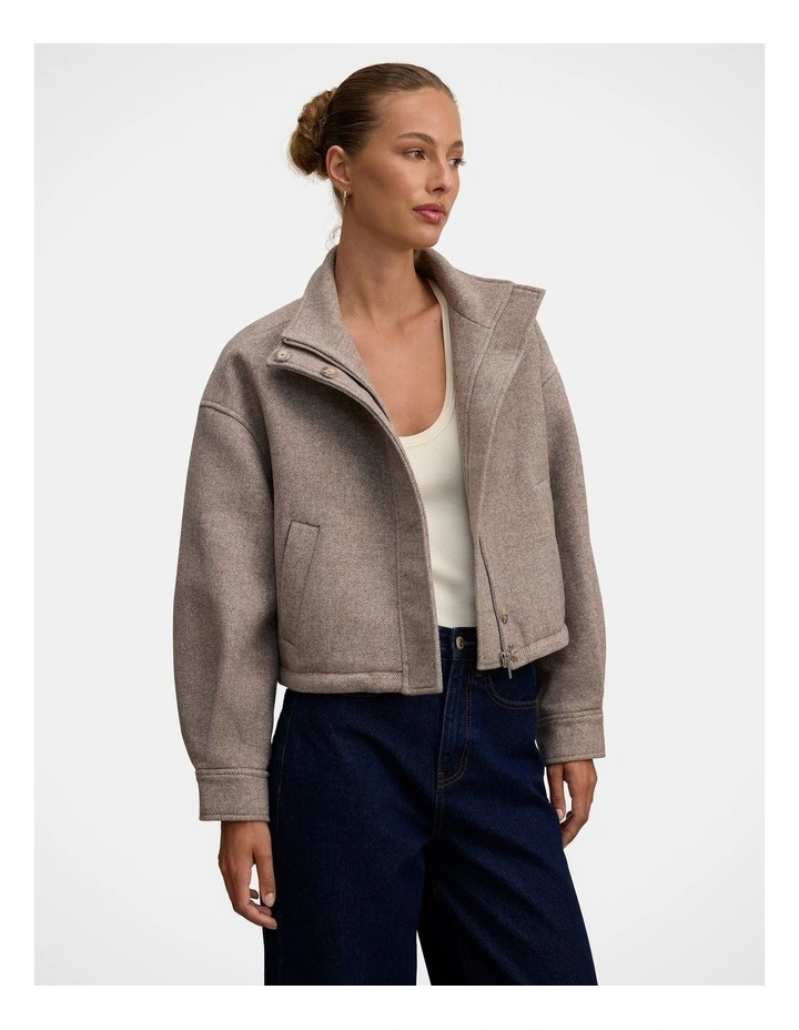 Kira Funnel Neck Jacket in Grey image 3