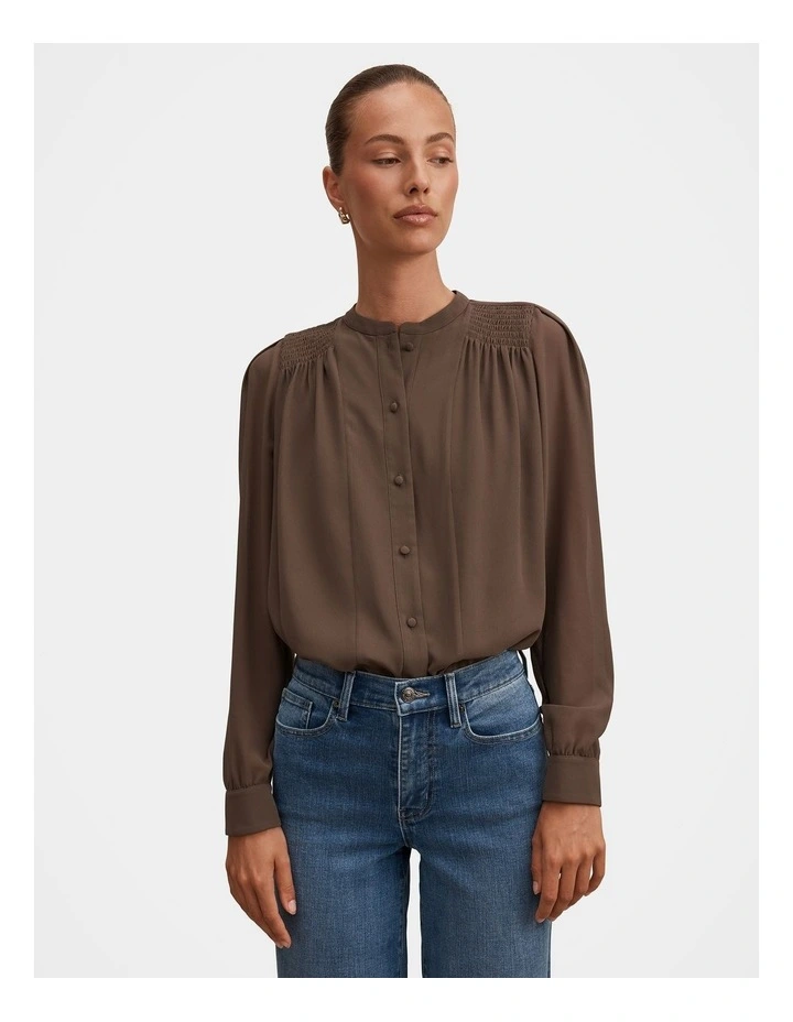 Rory Sheering Blouse in Brown image 1