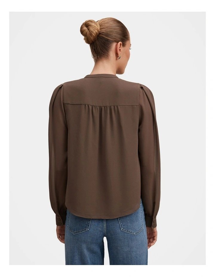 Rory Sheering Blouse in Brown image 2