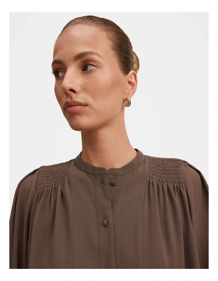Rory Sheering Blouse in Brown image 4