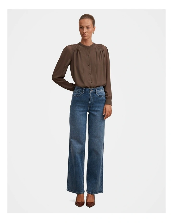 Rory Sheering Blouse in Brown image 5