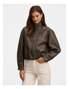 Julia Funnel Neck Jacket in Green