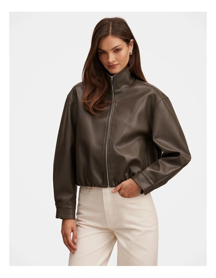 Julia Funnel Neck Jacket in Green image 1