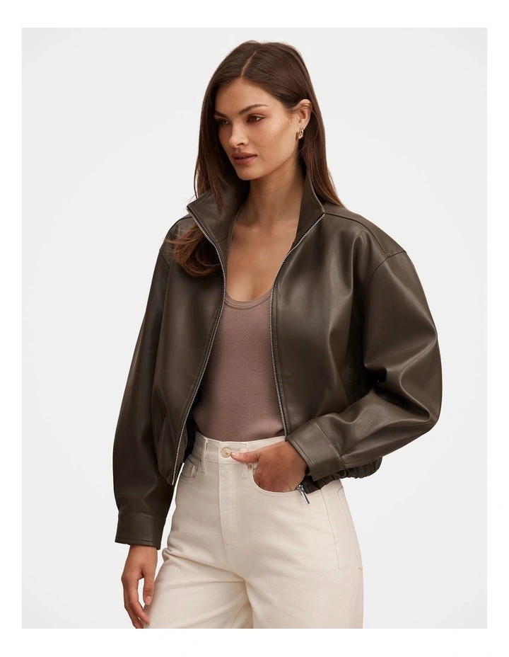 Julia Funnel Neck Jacket in Green image 3