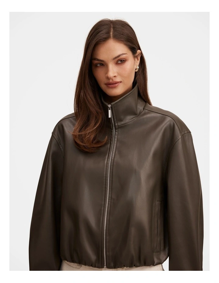 Julia Funnel Neck Jacket in Green image 4