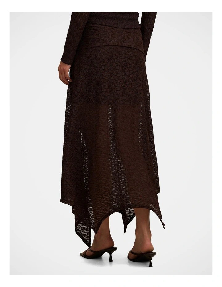 Alex Hanky Hem Lace Skirt in Chocolate image 2