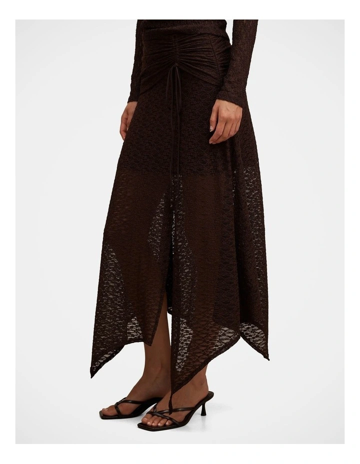 Alex Hanky Hem Lace Skirt in Chocolate image 3