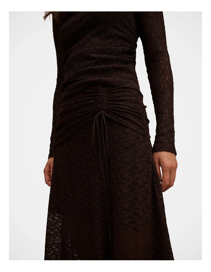 Alex Hanky Hem Lace Skirt in Chocolate image 4