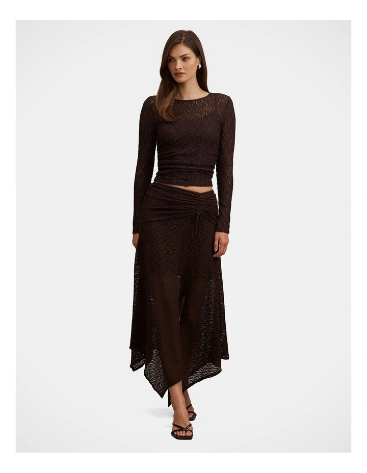 Alex Hanky Hem Lace Skirt in Chocolate image 5