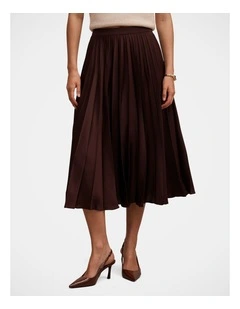 Danielle Pleated Midi Skirt in Chocolate